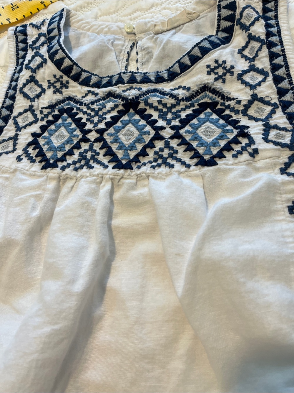 Lucky Brand White Sleeveless Embroidered Tunic with Blue Accents - Picture 10 of 15